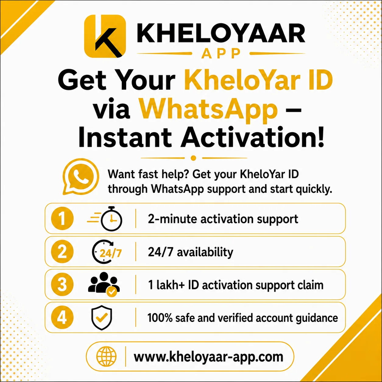 Get Your KheloYar ID via WhatsApp - Instant Activation